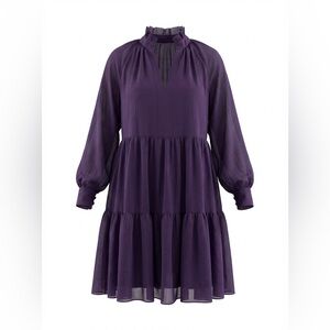 1 State Elegant Purple lined Tiered Babydoll Women's Dress sz Small